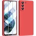 thumbnail image 1 of 3 in 1 for Samsung Galaxy S21 Case, with 2 Pack Screen Protector, with Full Camera Cover Protection，Liquid Silicone Slim Shockproof Protective Phone Case 6.2 inch (Red)……, 1 of 12