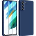 thumbnail image 1 of 3 in 1 for Samsung Galaxy S21 FE 5G Case, with 2 Pack Screen Protector, with Full Camera Cover Protection，Liquid Silicone Slim Shockproof Protective Phone Case (Navy Blue)…, 1 of 12