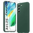 thumbnail image 1 of [3 in 1 for Samsung Galaxy S21 FE 5G Case, with Screen Protector, [Upgraded Enhanced Camera Protection][Microfiber Lining] Shockproof Liquid Silicone Phone Case. (Alpine Green), 1 of 6