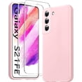 thumbnail image 1 of [3 in 1 for Samsung Galaxy S21 FE 5G Case, with Screen Protector, [Upgraded Enhanced Camera Protection][Microfiber Lining] Shockproof Liquid Silicone Phone Case. (Pink), 1 of 12