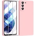 thumbnail image 1 of 3 in 1 for Samsung Galaxy S21 Plus Case, with 2 Pack Screen Protector, with Full Camera Cover Protection，Liquid Silicone Slim Shockproof Protective S21+ Phone Case (Pink), 1 of 12