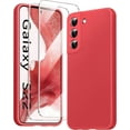 thumbnail image 1 of [3 in 1 for Samsung Galaxy S22 Case, with Screen Protector, [Upgraded Enhanced Camera Protection][Microfiber Lining] Shockproof Liquid Silicone Phone Case for Samsung Galaxy S22. (Red), 1 of 12