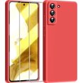 thumbnail image 1 of 3 in 1 for Samsung Galaxy S22 Plus Case, with 2 Pack Screen Protector, with Full Camera Cover Protection，Liquid Silicone Slim Shockproof Protective s22+ Phone Case [Microfiber Lining] (Red), 1 of 12
