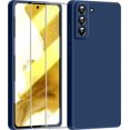 thumbnail image 1 of 3 in 1 for Samsung Galaxy S22 Plus Case, with 2 Pack Screen Protector, with Full Camera Cover Protection，Liquid Silicone Slim Shockproof Protective s22+ Phone Case (Navy Blue), 1 of 12