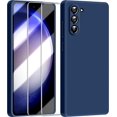 thumbnail image 1 of 3 in 1 for Samsung Galaxy S23 Plus Case, with 2 Pack Screen Protector, with Full Camera Cover Protection，Liquid Silicone Slim Shockproof Protective S23+ Phone Case (Navy Blue), 1 of 12
