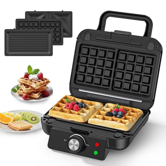 GPED 3 in 1 Sandwich Maker Panini Press Grill, Waffle Maker Set, Electric Panini Press Grill Cheese Maker with Removable Non-stick Plates, Perfect for Any Thickness Sandwich, Steaks and Waffle