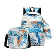 thumbnail image 1 of 3 in 1 School Backpack Set with Lunch Bag & Pencil Case, Waterproof Camouflage Graffiti Print Bookbag for Boys Girls Teens, Large Capacity Student Daypack for Travel Commute, Cyan, 1 of 5