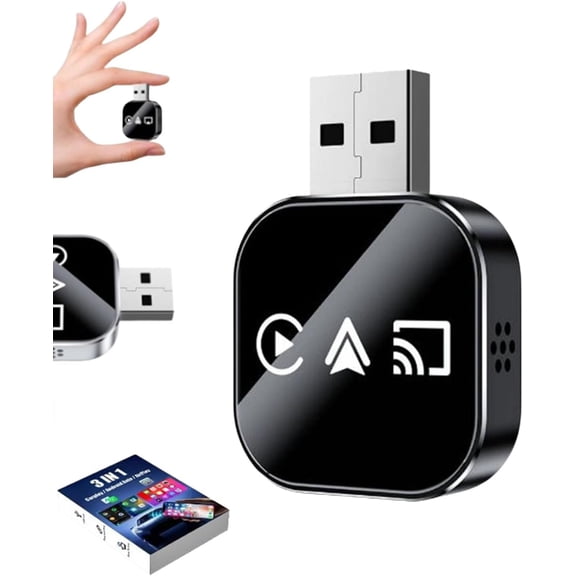 3 in 1 Screen Mirror iOS Phone, Wireless Screen Mirroring Adapter for Car with Apple CarPlay, AirPlay & Mirror Link, 2.4/5GHz WiFi Bluetooth 5.0 Plug & Play