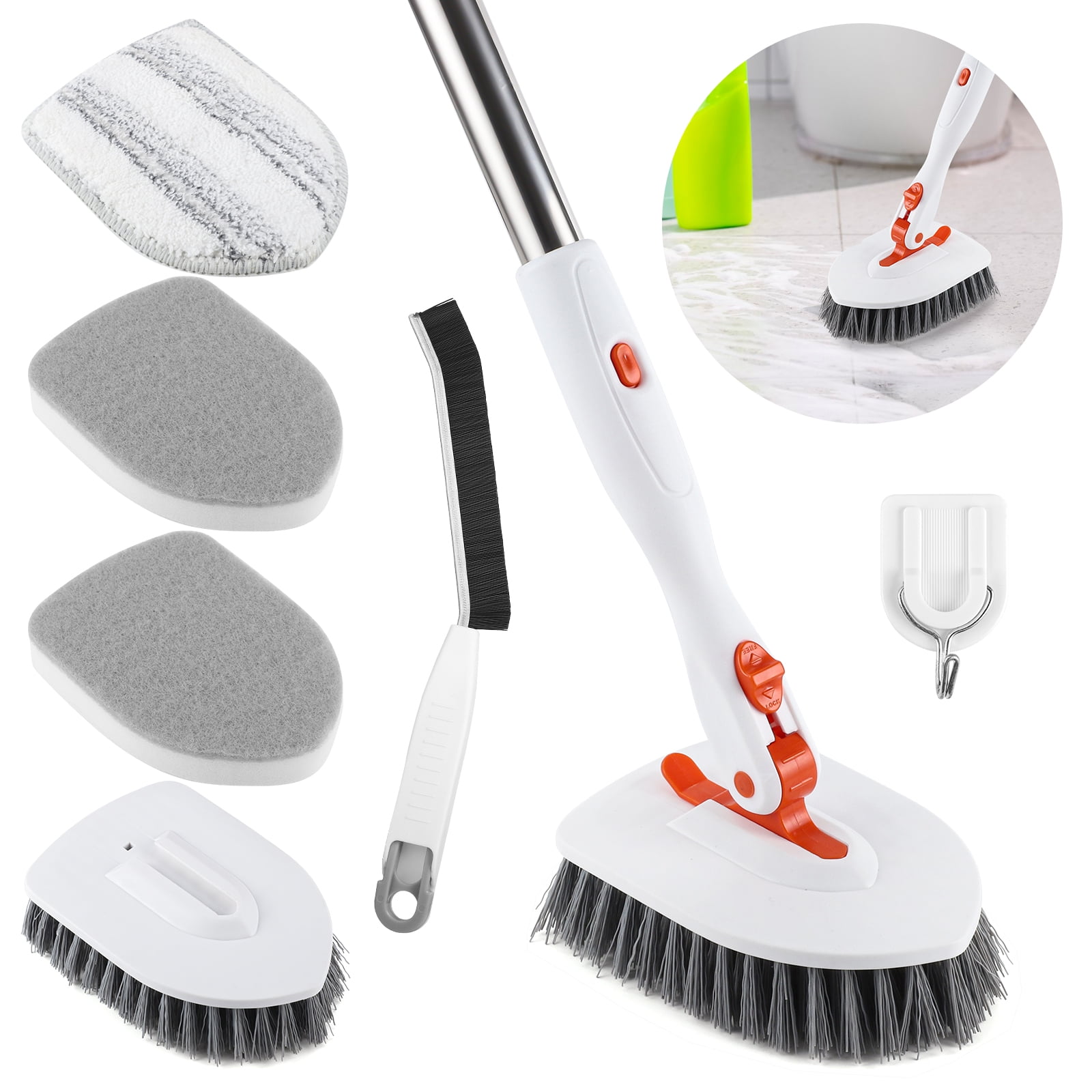 3 in 1 Shower Scrubber Cleaning， 52 Inch Long Handle Scrubbing Brush ...