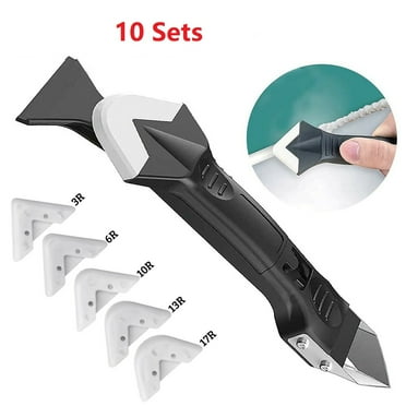 3 in 1 Silicone Sealant Remover Tool Kit, Smooth Scraper Caulking Mould Finisher Removal Set, for Ground Mortar Kitchen and Door Frames, 50 Interchangeable Pads(10 Sets)