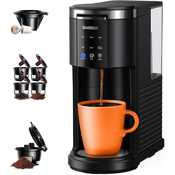 3 in 1 Single Serve Coffee Maker for K Cup & Ground Coffee & Teas, Pod Coffee machine, 614oz Brew Sizes, 40oz Detachable Water Reservoir, Descale Settings, Black