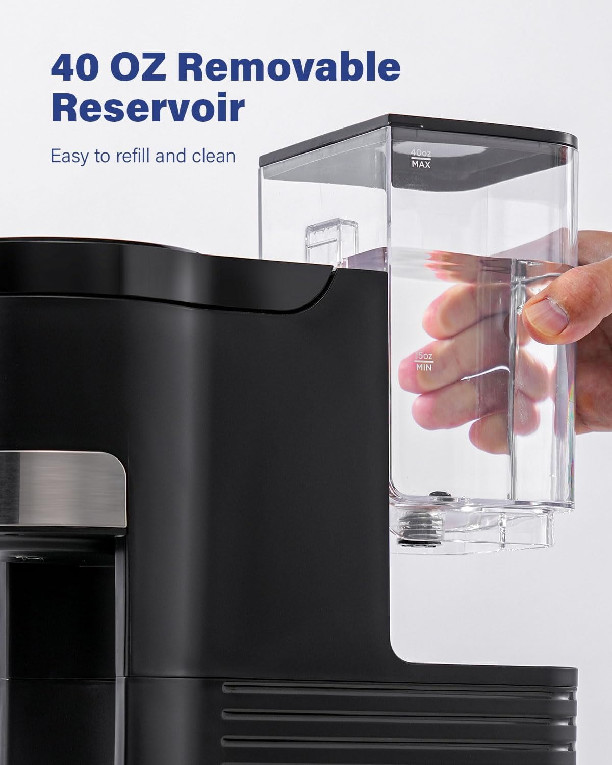 3 in 1 Single Serve Coffee Maker, K Cup Pod Coffee Maker Compatible with Grounds & Teas, 6 to 14oz Brew Sizes, 40oz Removable Water Tank, Easy to Use, Black