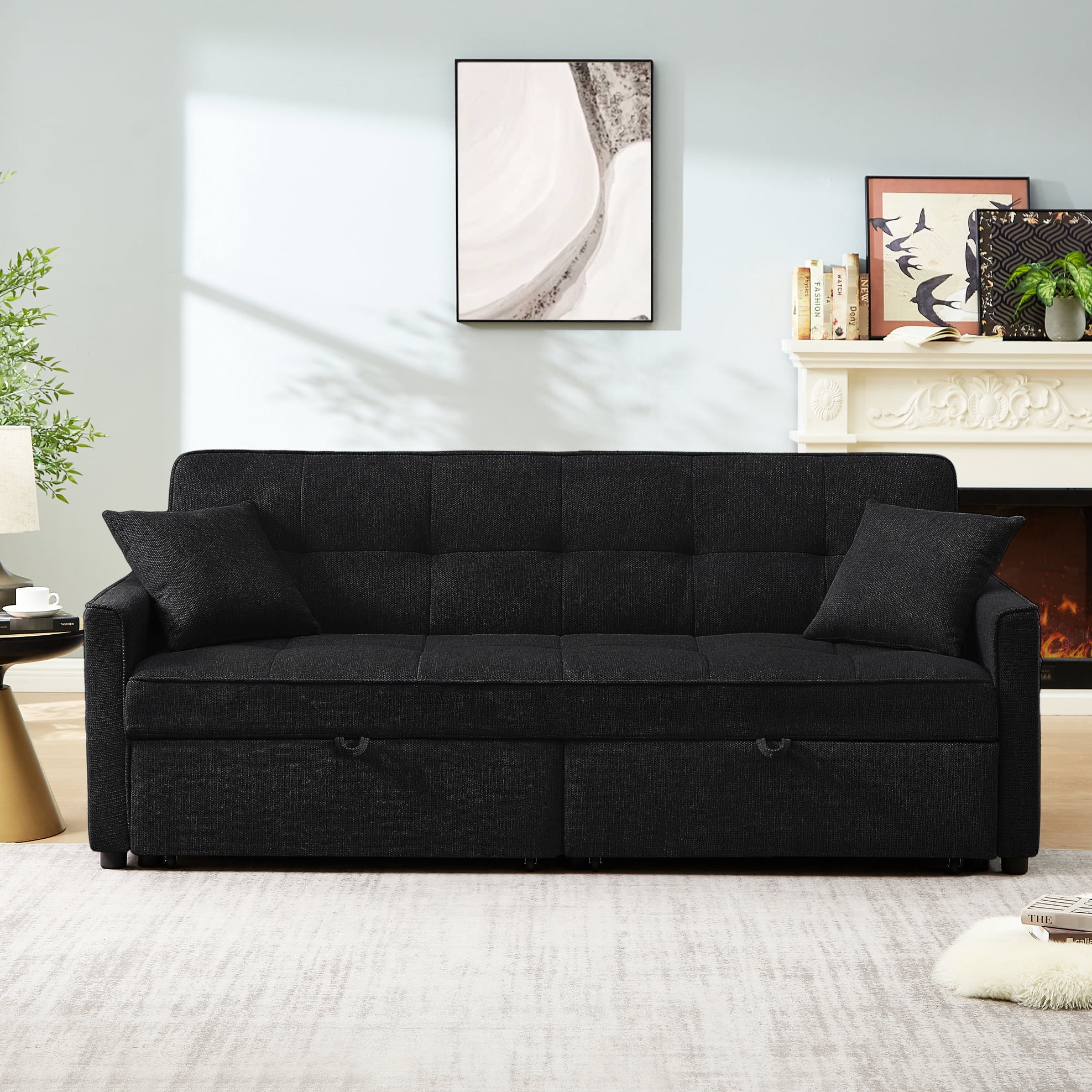 3 In 1 Sleeper Bed With Black. Pullout Design For Ease. Reclining And ...