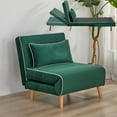 thumbnail image 1 of 3 in 1 Sleeper Chair Bed, Convertible Bed Single Sofa Chair with 3-Position Adjustable Backrest & Pillow, Comfy Small Chairs Couch for Apartment/Bedroom/Small Spaces/Office (Green), 1 of 8