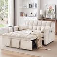 thumbnail image 1 of 3 in 1 Sleeper Sofa Bed,55" Modern Velvet Convertible Sofa Bed with Pull Out Bed,Futon Loveseat Sofa Bed with 2 Toss Pillows and Adjustable Backrest for Living Room Furniture,Beige, 1 of 7