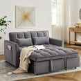 thumbnail image 1 of 3 in 1 Sleeper Sofa Bed,Velvet Convertible Sofa Bed Pull-Out Bed Couch With Side Pockets,55'' Loveseat Sleeper Sofa with Adjustable Backrest for Livingroom,Bedroom,Apartment and Small Space,Gark Gray, 1 of 7