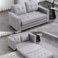 thumbnail image 1 of 3 in 1 Sleeper Sofa Couch Bed,Small Tufted Velvet Convertible Loveseat Futon Sofa Pullout Bed, with Storage Pockets Chaise for Living Room Apartment Lounge Foldable (Light Gray), 1 of 9
