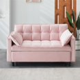 thumbnail image 1 of 3 in 1 Sleeper Sofa Couch Bed,Velvet Convertible Futon Sofa Bed with Pull Out Bed and Adjustable Backrest,Lounge Chaise Armchair Sofa for Living Room Bedroom Apartment,Pink, 1 of 7