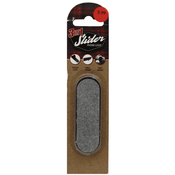 3 in 1 Slider Phone Loop Smartphone Holder, Secure Grip, Adjustable Stand for Portrait, Landscape, Adhesive Back, No Residue, Compact Design, Vibrant Colors, Easy to Use, Gray