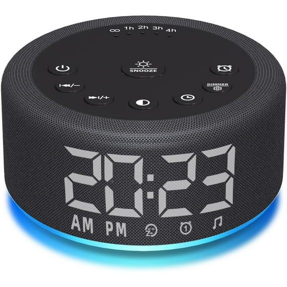 3 in 1 Sound Machine Alarm Clock Night Light White Noise Machine with 27 Sleeping Sounds for Baby Kids Adults 32 Level Volume Auto Off Timer Memory Function Digital Clock with 30 Wake Up Sounds