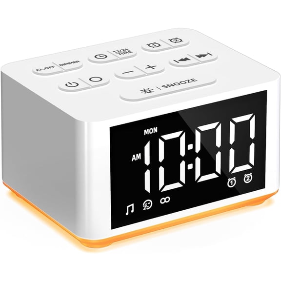 3 in 1 Sound Machine Dual Alarm Clock Night Light White Noise 27 Sleeping Sounds for Adults Kids Precise 32 Level Volume Sleep Timer Memory Function Digital with 30 Wake Up