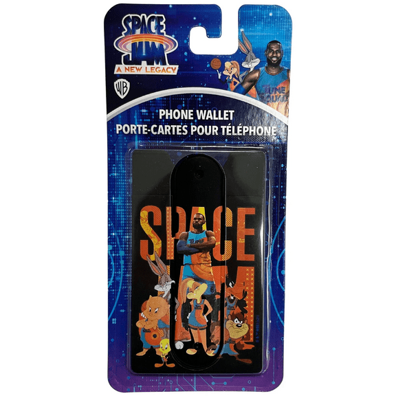 3 in 1 Space Jam a New Legacy Universal Mobile Wallet, Cord Keeper, Stand, Card Holder Sticks to Phone, Built In Kickstand, Tangle Free Cable Storage, Compact, Stylish, Hands Free Viewing Accessory