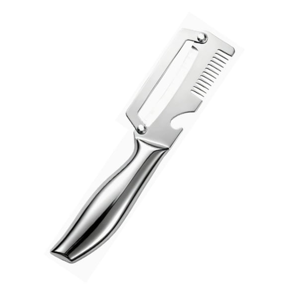 3 in 1 Stainless Steel Vegetable Peeler, Multifunctional Kitchen Potato Peeling Tool with Built in Fish Scaler and Bottle Opener, Ergonomic Grip Handle, Pack of 1