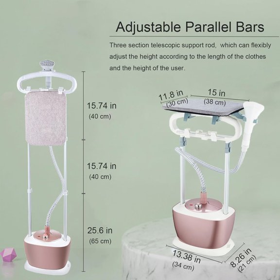 3 in 1 Standing Garment Steamer, Professional Steamer for Clothes with Iron Board, 1.6L Large Water Tank, Home Use (Pink, 1350W)$$Home Decor, Kitchen, & Other