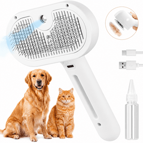 ABSOKE 3 in 1 Cat Steam Brush, Self-Cleaning Steam Pet Brush with Spray and Release Button,Spray Hair Removal Comb for Long Short Hair Cats & Dogs