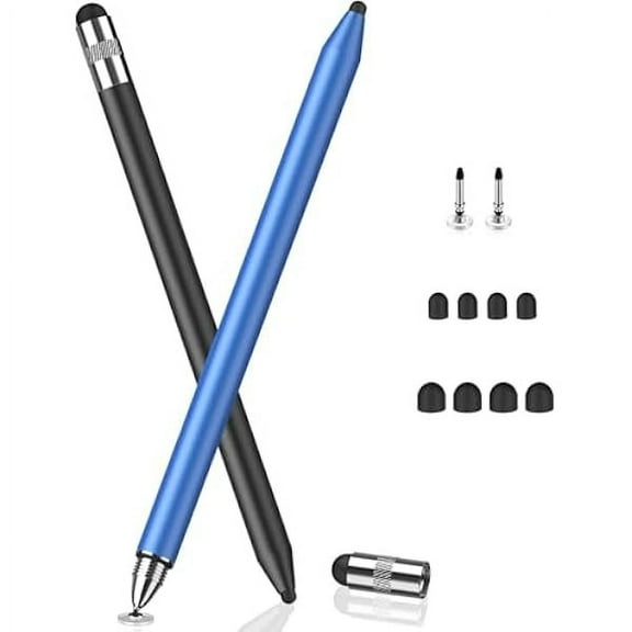 3 in 1 Stylus Pens for Touch Screens, High Sensitivity & Precision Capacitive Stylus Pencil for Apple iPad iPhone Tablets Samsung Galaxy All Universal Touchscreen Devices (2 Pack-Black/Blue)