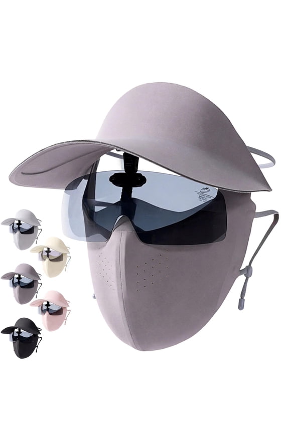 3 In 1 Summer Cycling Face Mask With Ice Silk Uv Face Shield Cover , Sun Hat & Sunglasses,Full Face, Premium Ice Silk Fabric, Full Coverage Uv Protection For Outdoor Riding​
