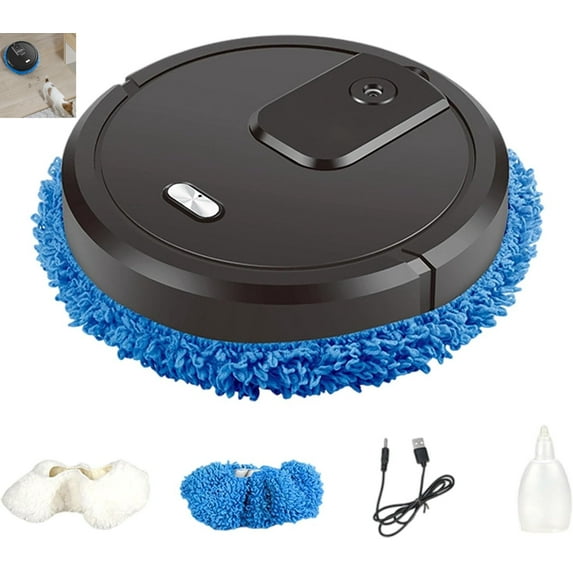 3 in 1 Sweep and Mop Vacuum Robot, Intelligent Sweeping Robot Vacuum Cleaner, Rechargeable Dry and Wet Fully Automatic Mopping Machine for Pet Hair and Mop Cleaner, Hard Floor (Black)