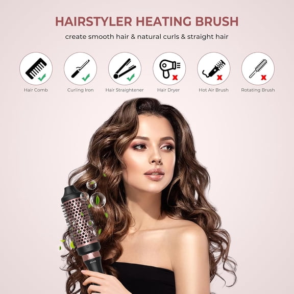 3 in 1 Thermal Brush, 3 Temp Up to 410 ° C Curling Curling Iron, 1.25/1.5/1.75" Detachable Thermal Round, Ceramic Tourmaline , 110-220V Travel Heated Round Hair Styling Tools
