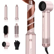 YSZZYSM Hair Dryer 5 in 1 Air ionic Air Multi Function Blow Dryer Brush Removable Head For Replacement of Attached Accessories Tousled Hairstyle Design Home/travel Dry/Curly/Straight Dry