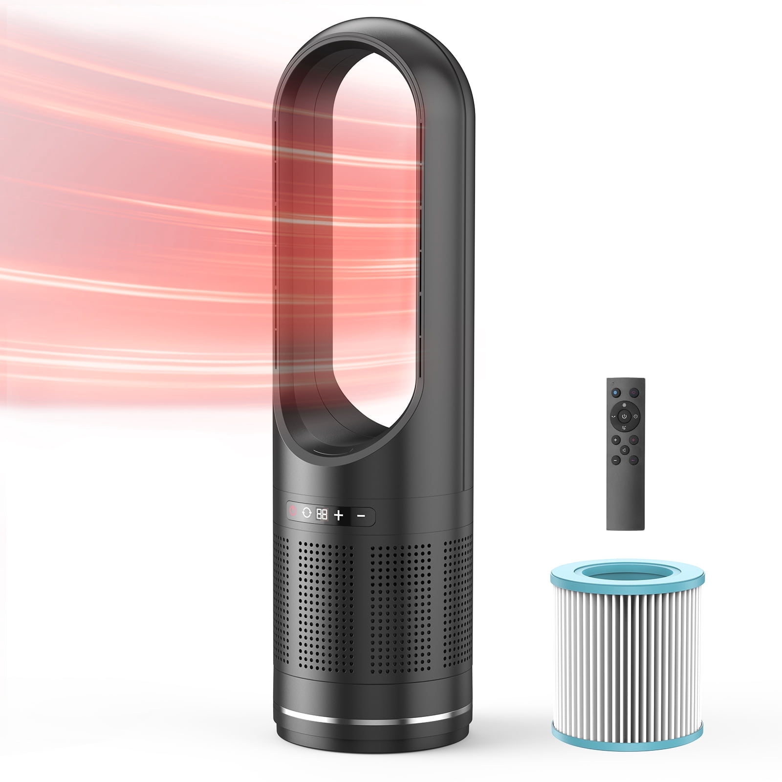 Faryuan 3 In 1 Tower Fan 10-Speed Cooling Heating Bladeless HEPA Filter Oscillating with Remote Control 8H Timer Floor Fan