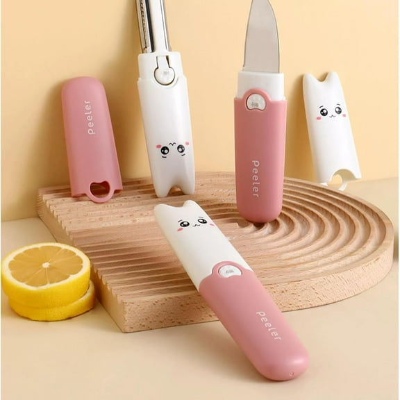 3 in 1 Travel Paring Knife Fruit Peeler, Multi Function Small Portable Stainless Steel Pocket Knife, Fruit and Vegetable Knife, Ultra Sharp Kitchen Knives for Outdoor Travel, Camping, Kitchen