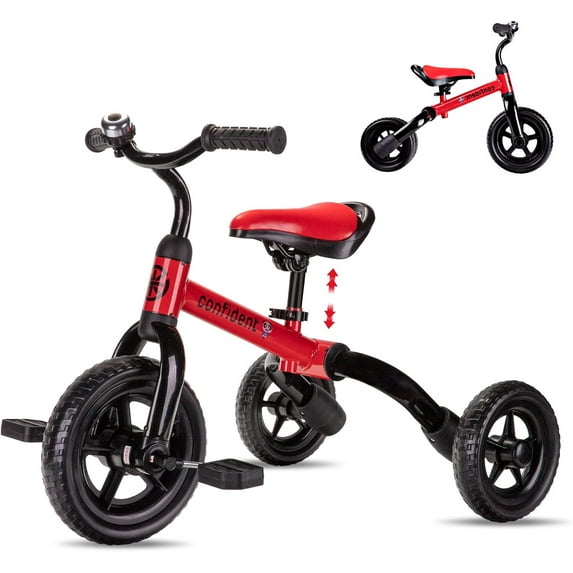 3 in 1 Tricycle for Toddlers Age 2-5 Years Old, Folding Kids Balance Bikes with Adjustable Seat and Removable Pedal, Ride-on Toys for Infant, Gift for Baby Boys Girls Birthday(Blue)