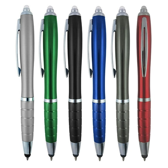 3-1 Twist Action Multi-Function, Ball Point Black Ink Pen, Capacitive Stylus Touchscreen Devices, LED Flashlight, Medical Pen Light Home,Work,Doctors Nurses SyPen Multi-Color 6-Pack