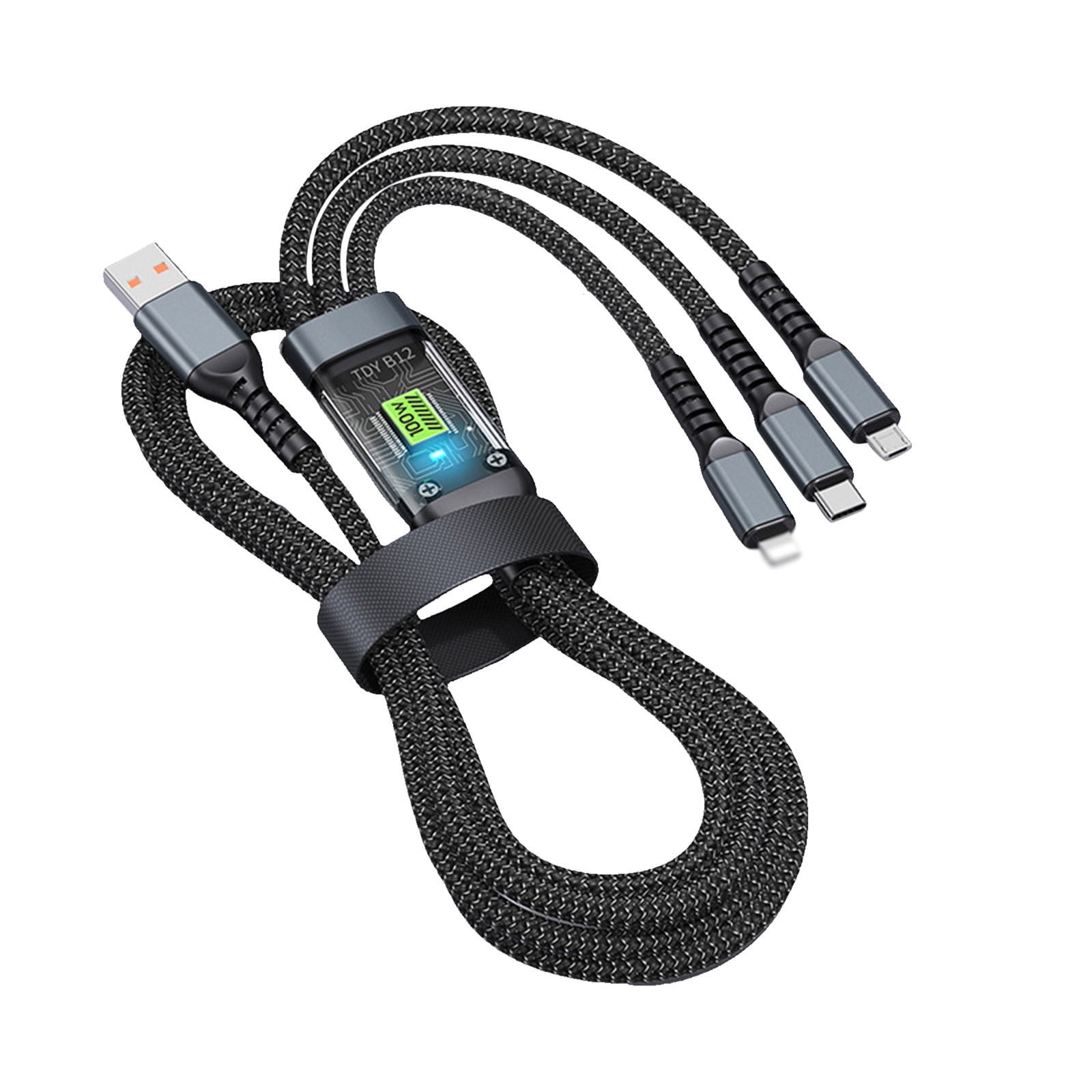 3 in 1 USB Cable Fast Charging, Transparent Luminous 100w Super Fast
