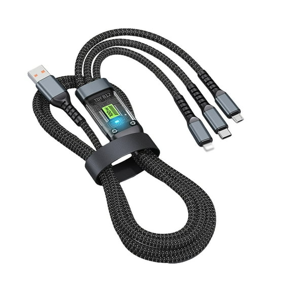 3 in 1 USB Cable Fast Charging, Transparent Luminous 100w Super Fast Charging Cable, Durable Nylon braiding, Charging Solution for Type-C, and Android Devices 1.2m