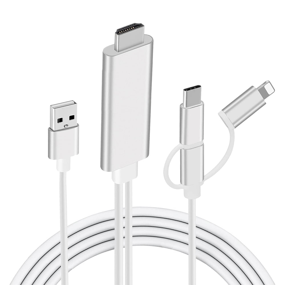3 in 1 USB Type C/OS/Micro USB to HDMI Adapter1080P, Hdiwousp Phone to HDMI Cable with Cooling Holes, Mirroring All Android/OS Smartphone or Tablet Screens to TV/Projector/Monitor