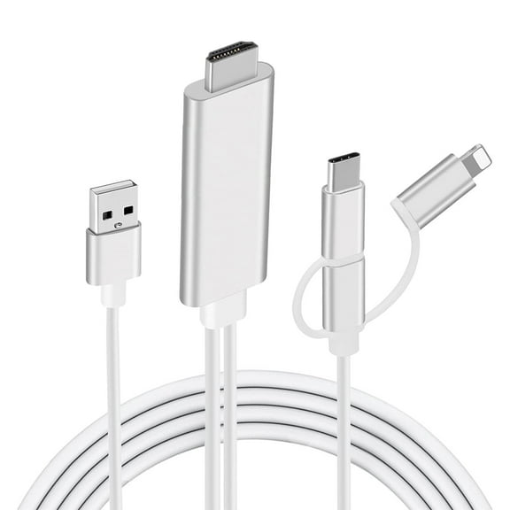 3 in 1 USB Type C/OS/Micro USB to HDMI Adapter1080P, Hdiwousp Phone to HDMI Cable with Cooling Holes, Mirroring All Android/OS Smartphone or Tablet Screens to TV/Projector/Monitor