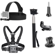 3 in 1 Universal Action Camera Accessories Kit - Head Strap Mount/Chest Harness/Selfie stick Compatible with Gopro Hero 13 12 11 10 9 8 7 6 5/AKASO EK7000/V50/Brave 7/Dragon Touch