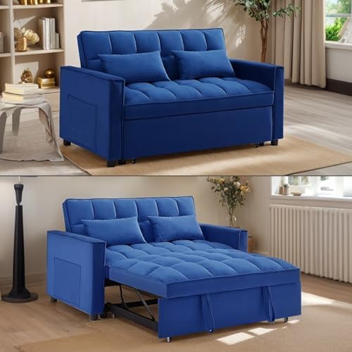 3 In 1 Velvet Convertible Sofa Bed, Pull Out Bed with Reclining ...