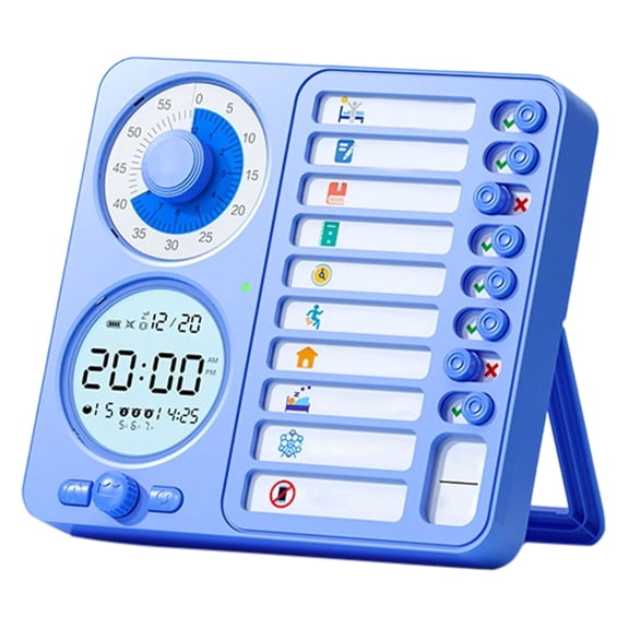 3 in 1 Visual Timer, Visual Schedule & Task Planner with Timer & Checklist, for Time Management, Focus & Study Sessions, and Building Good Habits (Blue)