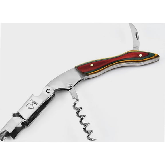 3 in 1 Waiters Corkscrew Wine Bottle Opener with Foil Cutter for Sommelier Cork Screw with Solid Wood Handle Waiters Friend Corkscrew for Beer Bar Restaurant (Pointed Colour Wood)