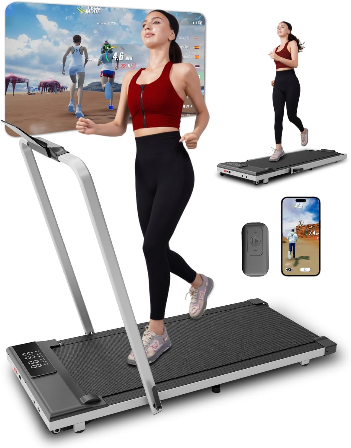3 in 1 Walking Pad Treadmills Folding Treadmill 300lbs Capacity Under