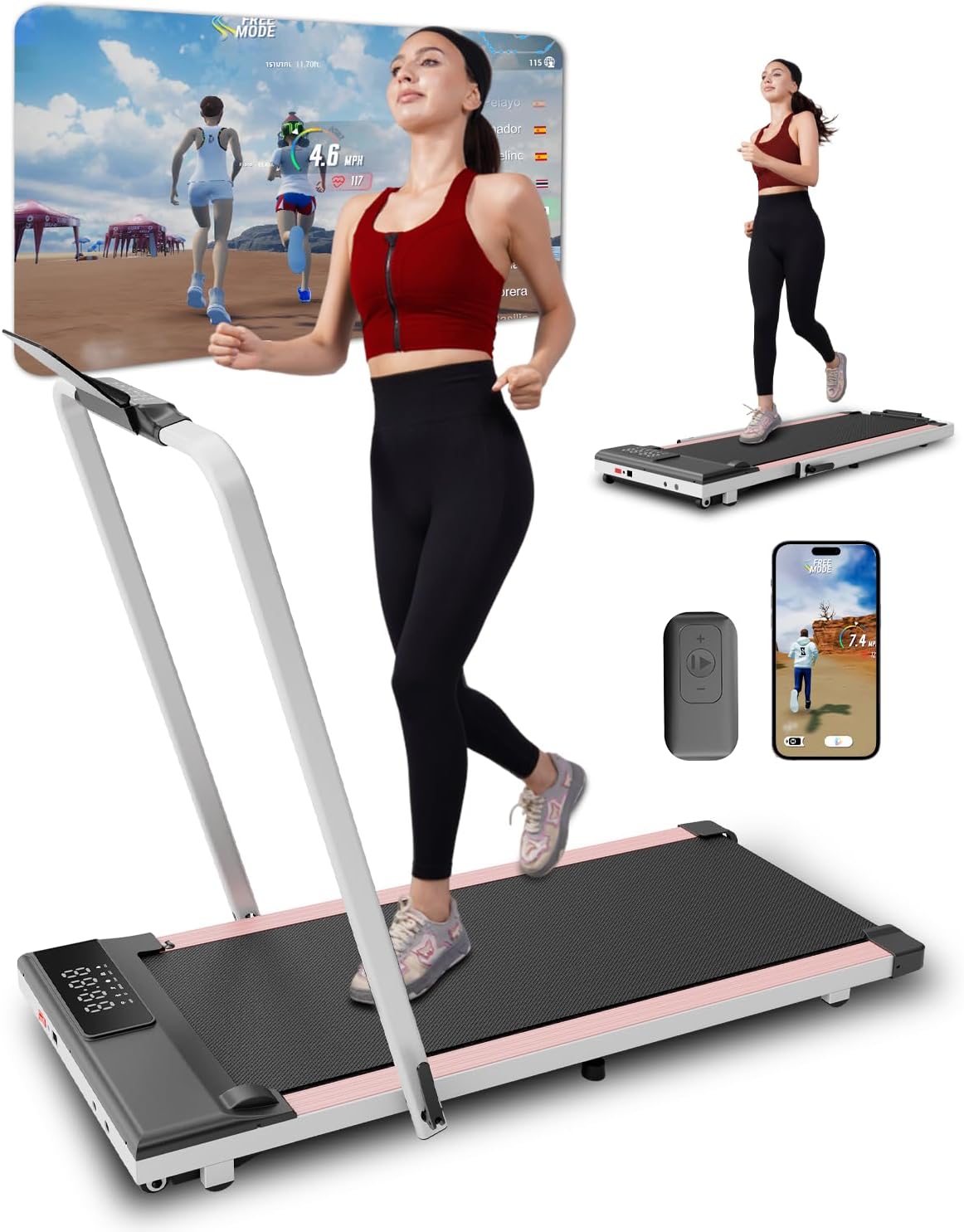 3 in 1 Walking Pad Treadmills Folding Treadmill 300lbs Capacity Under