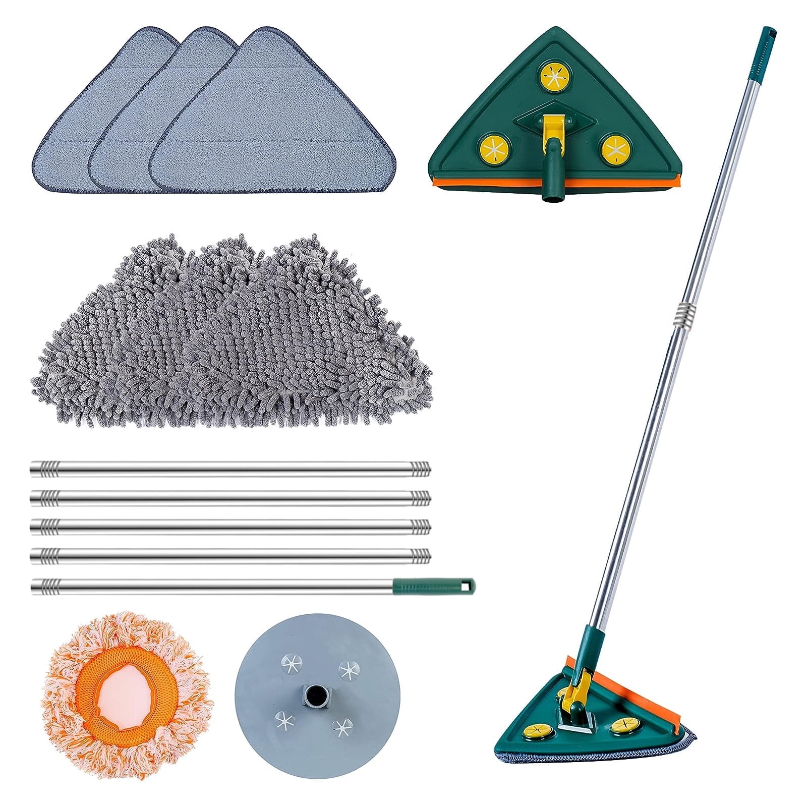 3 in 1 Wall Cleaner Mop with Long Handle, 360° Rotating Microfiber Dust