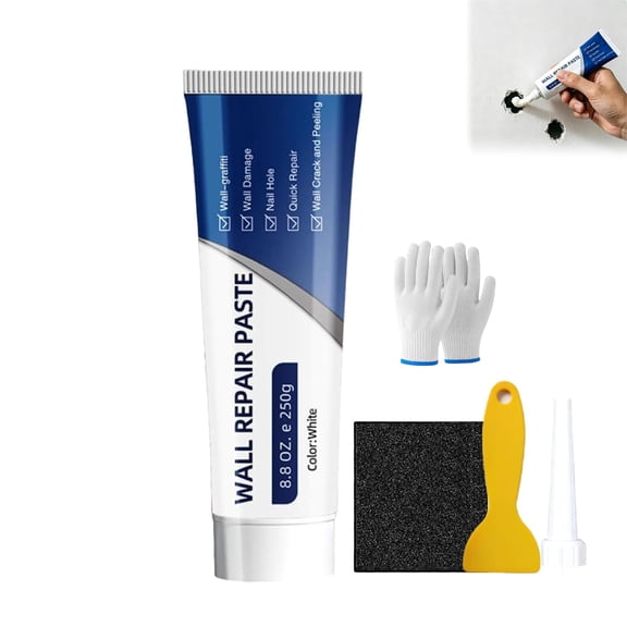 3 in 1 Wall Repair Kit, Drywall Repair Kit with Scraper, Wall Mending Agent Repair Paste, Wall Repair Paste Tube, Waterproof and Quick-Dry for Holes Cracks Nail Holes (1Set)